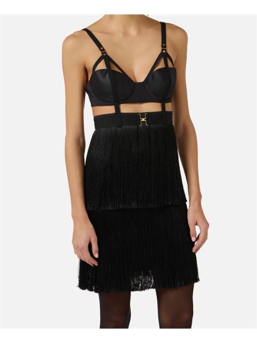 MINI DRESS WITH FRINGES ELISABETTA FRANCHI | AB96662E2110 nero